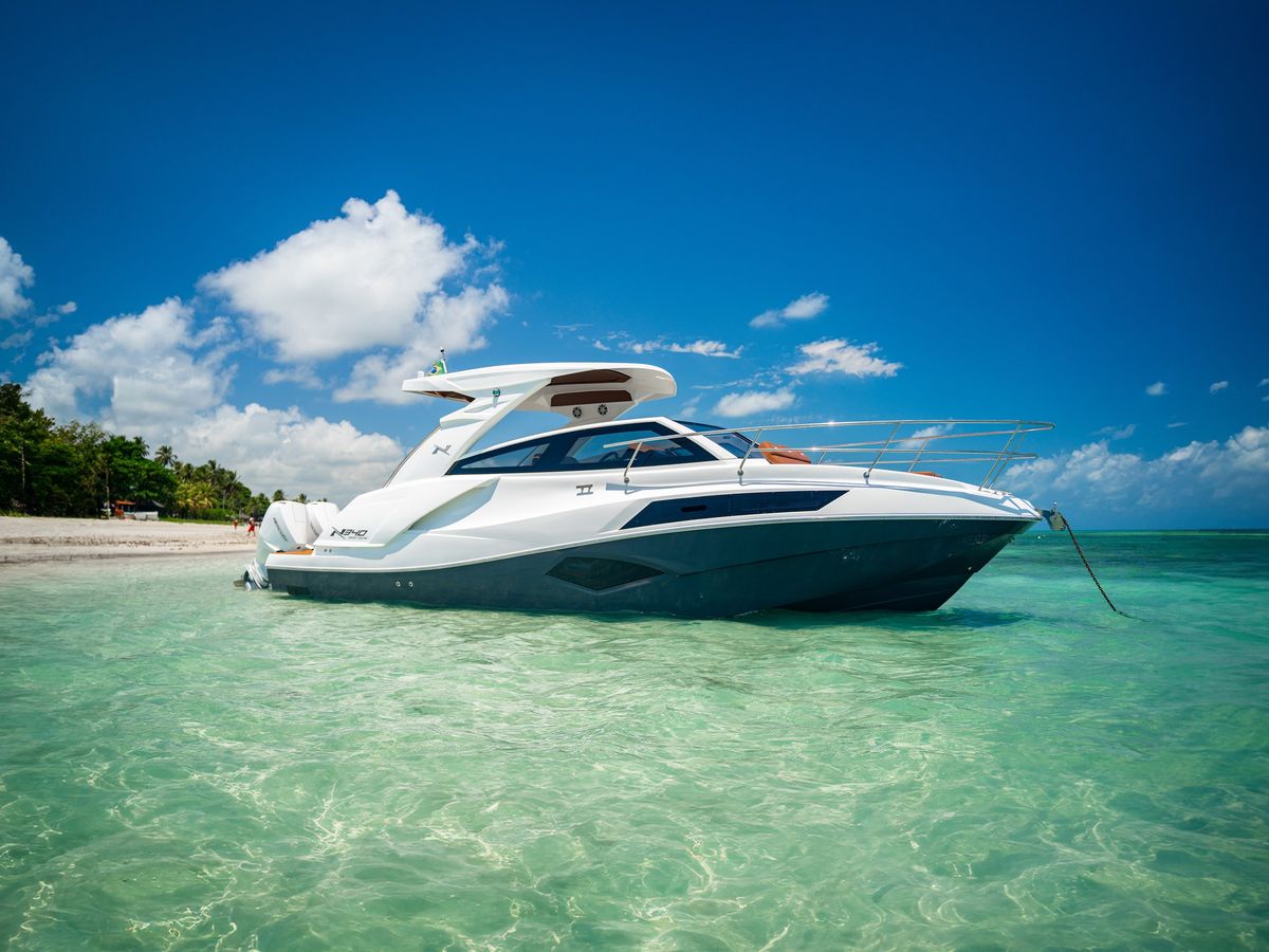 NX340 Sport Coupe at anchor